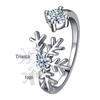 Floco de Neve Aberto com Diamantes Simples Celebridade da Internet Tendência Anel Personalizado Diamante de Natal Embutido Anel Índice em Forma de Flor de Gelo Anel