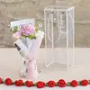Rosa de flor artificial finalizada com caixa, buquê de crochê de lã de flor artificial tecido à mão para presente de feriado de amigos