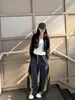 Pantalones de Chándal Anchos Talla Grande 150kg Estilo Americano con Tres Rayas para Mujer, Otoño e Invierno, Forrados de Felpa, Gruesos, Sueltos, con Retazos, Joggers