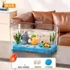 Acuario Altamente Transparente, Nuevo Tanque Mediano para Peces Dorados, Tanque Ecológico de Paisajismo para Cría de Tortugas en Escritorio de Oficina en Casa Acuario
