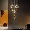 [Castanha d'Água de Gelo] Lustre Longo de Escada Totalmente em Cobre Atmosférico Pós-moderno Luxo Leve Cristal Villa Duplex Corredor Escadaria Luzes