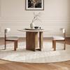 Mesa de Comedor Redonda de Madera Maciza Estilo Retro Francés con Plato Giratorio y Combinación de Sillas Mesa Redonda de Pizarra Moderna Simple para el Hogar Estilo Mid-century