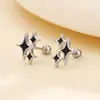 Pendientes de Estrella de Cuatro Puntas de la Suerte para Mujer, Pendientes de Estrella Asimétricos Súper Hada Ins de Nicho, Pendientes Neutros Pequeños de Estrella Fugaz