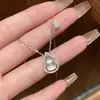 Colar de Jadeíta Cabacinha em Prata de Lei S925 Novo Estilo Chinês Estilo Nacional Nicho Corrente Suave para Clavícula Versátil Acessório de Colar na Moda