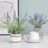 Nueva Planta en Maceta Pequeña de Lavanda Planta Verde Artificial Decoración de Escritorio para el Hogar de Lujo Ligero Planta en Maceta Pequeña de Lavanda Artificial