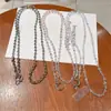 Alça de celular crossbody com corrente longa e contas cúbicas prateadas coloridas, corrente de bolsa de nicho de alta qualidade, anti-perda, inserto universal moderno