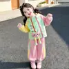 Conjunto de dos piezas para niña: chaqueta cárdigan y pantalones de chándal, atuendo de otoño para bebé niña, traje de gato con bloques de color y doble cremallera, nuevo modelo 2026