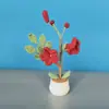 Adorno de Planta en Maceta de Flor Artificial Tejida a Mano Mini Flor de Ganchillo Planta Verde Decoración de Escritorio Regalo Creativo