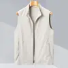 Chaleco con cuello alto para hombre, chaqueta ligera sin mangas para primavera y otoño, chaleco de estilo casual de negocios de alta gama para usar por encima