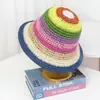 Sombrero de Sol Colorido de Verano para Adultos, Sombrero de Protección Solar para la Playa para Mujeres, Sombrero de Pescador Fresco Tejido, Sombrero de Ganchillo Arcoíris