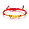 Pulsera de Oro Puro 999 con Concha de Agua Pixiu para Mujer Año del Zodiaco Pulsera Roja Atrae Riqueza y Tesoro Bolas de Transporte Pichu Oro