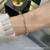 Pulseira de Malha de Diamante CNC Estreita para Mulheres com Diamantes Ouro Rosa Simples Galvanizado Ouro 18k Pulseira Estilo Coco Anel Liso de Luxo Leve