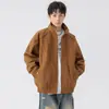 Chaqueta Estilo Americano con Silueta de Avión para Hombre, Abrigo Corto de Corte Limpio con Cuello Alto Fresco para Primavera y Otoño