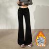 Pantalones acampanados de tiro bajo estilo americano picante, corte ajustado, drapeados hasta el suelo, versátiles, jeans para mujer, otoño e invierno, jeans con forro polar