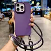 Cordón Cruzado con Doble Gancho Adecuado para Funda de Teléfono Móvil Apple 16Pro 13/14Promax Antiperdida 15 Ultraligero Tacto de Piel Color Puro