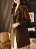 Abrigo de Lana Estilo Nuevo 2026 para Mujer, Longitud Media, Estilo Coreano, Abrigo de Lana Holgado Casual Doble Cara, Chaqueta de Color Sólido