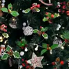 Hojas Navideñas Simuladas, Hojas con Frutos Rojos, Accesorios Navideños, Decoraciones para Árbol de Navidad, Materiales para Manualidades, Inserciones para Corona Navideña