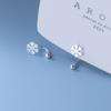 Pendientes de Copo de Nieve Cepillado Mate de Plata S925 Ailuoqi Estilo Navideño Pendientes Cortos Dulces M00238