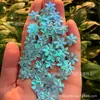 Fábrica de origem lantejoulas em formato de flor de ameixeira de seis pétalas de 15mm contas de flor de ameixeira de seis pétalas folha de preenchimento de saco de PVC transparente