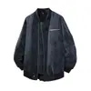 Nueva Chaqueta de Cuero PU para Hombre Otoño 2025 Tendencia Moda Chaqueta de Béisbol Cuello Alto Holgada Tallas Grandes Chaqueta Casual Ropa Exterior