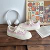 Baikuang Pink Canvas Shoes Feminino 2023 Novo Verão Respirável Biqueira Redonda Leite fufu Casual Trendy Sapatos de Laje Grossa