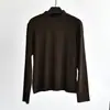Camisa Leve com Toque de Nuvem Gola MédiaNova Moda Outono/Inverno Feminina Gola Meia-Alta Manga Longa Emagrecedora Quente Camisa Base