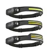 Lanterna de Cabeça LED de Silicone Mini Multifuncional Sensor de Onda Lanterna Cob Pesca ao Ar Livre Luz Forte Lanterna de Feixe Alto e Baixo