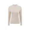 Top Base de Cor Sólida Minimalista com Gola Meia-Alta para Mulheres, Moda Outono e Inverno Versátil Top de Corte Justo