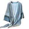 Bufanda Cuadros Pequeños de Lino para Mujer, Nuevo Estilo de Verano, Protección Solar, Bufanda Cuadrada Grande, Bufanda Delgado de Seda, Chal para Habitaciones con Aire Acondicionado