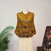 [Li] Novo colete solto jacquard estilo chinês para mulheres, nova coleção outono 2026, gola alta, versátil, amarelo