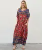 Vestido Largo Estampado de Cuello en V Estilo Bohemio Nuevo 2026, Cubre-traje Holgado Protector Solar, Vestido para Vacaciones en la Playa