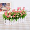 Cerca de Flores Simuladas Set de Plantas Verdes Flor Falsa Orquídea Saltarina Crisantemo Pequeña Flor Verde Rosa Diamante Decoración de Oficina Bonsái