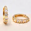 Brincos de Casal com Zircônia de Uma Fileira Banhados a Ouro Real 18K Cobre Puro Brincos Europeus e Americanos Studs Geométricos de Diamante Quadrado Ear Cuffs Acessórios Femininos
