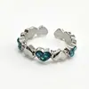 Anillo de Diamante con Forma de Corazón Latido Bidireccional Estilo Milenio Y2K, Anillo de Fila de Corazones Brillantes, Anillo Apilable para Mujer