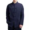 Hanfu para hombre estilo chino Traje Tang de abuelo Estilo Buda Traje Zen para hombre Camisa de lino de algodón Ropa tradicional china retro de la República de China