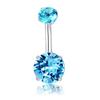 Anillo para ombligo de acero inoxidable en stock al por mayor doble cabeza redondo cuatro garras circón microincrustado clavo para ombligo joyería perforada personalizada