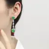 Pendientes de esmeralda de algodón vintage de estilo europeo y americano de Internet Celebrant, pendientes de diamantes cuadrados de princesa, pendientes largos de moda que combinan con todo con la parte inferior.
