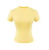 25 Nuevo de Verano para Mujer Estilo Spice Girls Color Sólido Mismo Estilo que Kardashian Cuello Redondo Ajustado Camiseta Base Corta Camiseta Básica de Manga Corta
