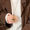 Colar de Liga Maillard Pingente Dourado Colar Feminino Outono e Inverno Retro Luxo Acessível Corrente Longa para Suéter High-End