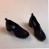 Comercio Exterior Transfronterizo Aumentador de Altura Suela Silenciosa Piel Suave Tacón Alto Mocasines para Mujer Tacón Grueso Zapatos Pequeños de Cuero para Mujer Puntiagudos Redondos para Viajes