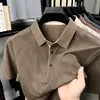 Camiseta de Manga Corta con Cuello de Solapa para Hombres Jóvenes y de Mediana Edad, Camisa Polo de Spandex para Primavera y Verano, Top Delgado Transpirable Casual Estampado