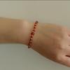 Pulseira de cristal de ágata vermelha estilo étnico original, contas redondas, pulseira pequena da sorte para mulheres, pulseira simples para namoradas