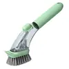 Cepillo Mágico para Limpiar Ollas con Dispensador Automático de Líquido, Mango Largo, Hecho de Fibra de Coco y Sisal, No Daña las Ollas, Adecuado para Sartenes Antiadherentes, Puede Contener Detergente