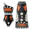 Traje de baño retro de una pieza europeo y americano para mujer, conjunto de falda de gasa con corbata y escote en V profundo, popular en Amazon, estampado floral al por mayor