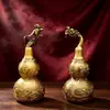 Adorno de Calabaza de Dragón y Fénix de Latón Decoración para el Hogar Calabaza Abierta de Dragón y Fénix Sala de Estar Dormitorio Vestíbulo Adorno Artesanal