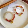 Pulsera Mezclada de Cristal Amarillo Torre Roja Ágata Roja para Mujer Diseño de Moda Nicho Nuevo Estilo Étnico Chino Pulsera de Bolsa de la Suerte Lingote