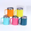 Nova caneca de aço inoxidável de 12oz caneca de café criativa de camada dupla com alça para uso doméstico, comercial e de escritório copo a vácuo