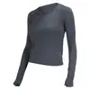 Ropa nueva de yoga alta elasticidad sin costuras ajustada para mujer camiseta deportiva de manga larga 2.0 ajustada secado rápido fitness tejido spandex