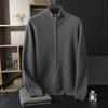 Suéter de cachemira pura de montaña 100% con cuello medio alto y cremallera para hombre, suéter grueso de otoño e invierno, cárdigan informal holgado de punto de cachemira.