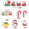 10 Toppers de bastón de caramelo y muñeco de nieve de EVA con temática navideña, decoraciones para hornear pasteles de tren navideño de madera roja